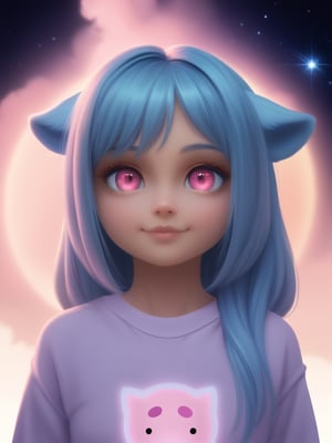 extreme detail, dynamic lighting, realistic, surreal, complex, 8k wallpaper, ultra 8k, stunning quality, defined features,
cute and adorable, detailed face, detailed eyes,
cute,

(Solo), female, ((anthro, pony)), long hair, Lemon Heart_(mlp), Moderate cerulean blue hair, light cerulean blue hair highlight, Light brilliant yellow skin, Moderate raspberry pink eyes,
(baggy sweatshirt), tiny tongue, (wink), peace sign, shortstack,

nighttime, stars, galaxy, fluffy clouds,

view from below, looking at viewer, head tilt,
((headshot, closeup on face):1.2),