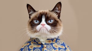 Grumpy Cat wearing baju melayu for Eid Mubarak

