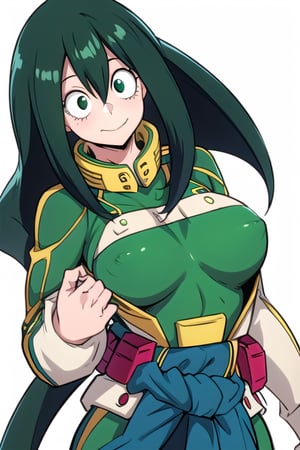 1girl, 
white background, blue theme, upper part of body, (waist-up shot:1.3), 
asui tsuyu (my hero academia), 