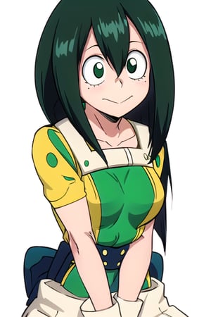 1girl, 
white background, blue theme, upper part of body, (waist-up shot:1.3), 
asui tsuyu (my hero academia), 