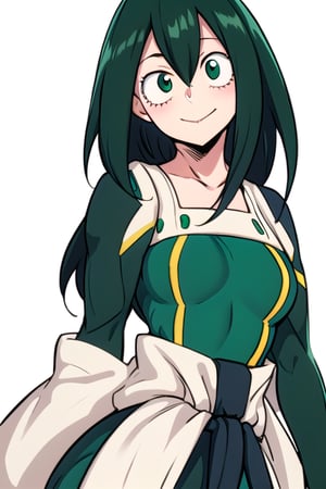 1girl, 
white background, blue theme, upper part of body, (waist-up shot:1.3), 
asui tsuyu (my hero academia), 