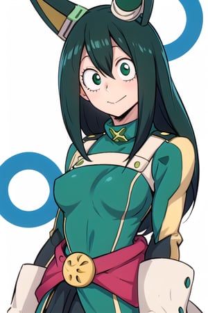 1girl, 
white background, blue theme, upper part of body, (waist-up shot:1.3), 
asui tsuyu (my hero academia), 