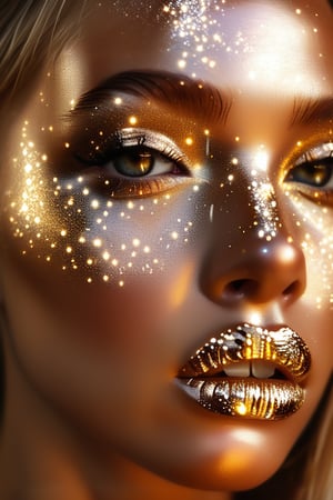 1_girl, golden cracks on  skin made out of sparkling ck-iced-out-jewelz, high key lighting 