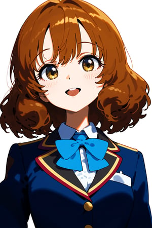 1girl, schoolgirl, simple white background, upper part of body, (waist-up shot:1.3), yoroizuka_mizore from hibike_euphonium show, 