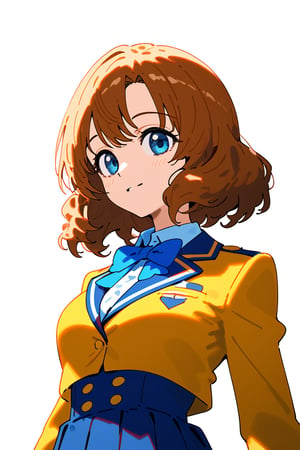 1girl, schoolgirl, simple white background, upper part of body, (waist-up shot:1.3), yoroizuka_mizore from hibike_euphonium show, 