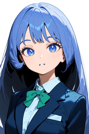 1girl, long hair, black hair, schoolgirl, simple white background, upper part of body, (waist-up shot:1.3), nejire hadou 