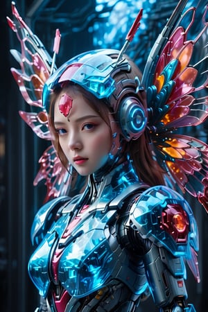 (1girl:1.2), solo, perfect body proportion,, mecha, Fire Angel Mecha, face hidden behind mask,
(Masterpiece, Best Quality, 8k:1.2), (Ultra-Detailed, Highres, Extremely Detailed, Absurdres, Incredibly Absurdres, Huge Filesize:1.1), (Photorealistic:1.3), By Futurevolab, Portrait, Ultra-Realistic Illustration, Digital Painting. ,Blue Backlight, Energy light particle mecha, Mecha,Butterfly Style