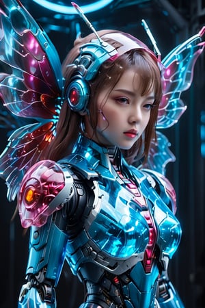 (1girl:1.2), solo, perfect body proportion,, mecha, Fire Angel Mecha, face hidden, mask,
(Masterpiece, Best Quality, 8k:1.2), (Ultra-Detailed, Highres, Extremely Detailed, Absurdres, Incredibly Absurdres, Huge Filesize:1.1), (Photorealistic:1.3), By Futurevolab, Portrait, Ultra-Realistic Illustration, Digital Painting. ,Blue Backlight, Energy light particle mecha, Mecha,Butterfly Style