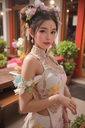 nineten,Award winning photo, A petite cute Chinese girl,  Chinese fantasy style, artistic pose,