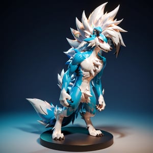 anthro, canid, canis, canine, mammal, Pokemon Arcanine, splitz, standing,  ((fluffy fur, fluffy, furry body)), red eyes, hair tuft, long hair, (light blue body, blue body, muscles), wolf tail, ((white hair, Only midnight_lycanroc Long mohawk hair)), wearing ghosts costume:1.3), (haunted house background:1.4), (Halloween decorations:1.4), (HALLOWEEN2024 text:1.4), 3D app icon, clean isometric design, beautiful design, soft gradient background, soft colors, centered, 3D blender render, masterpiece, best quality, high resolution, 8k octane render, beautiful color scheme, soft smooth lighting, physically based rendering, square image, high polycount, natural beauty