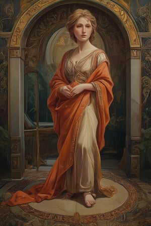 1 girl, full body, medieval, greek, north-african,Portrait,Art Deco & Secession,Neoclassical Oil Painting,Portrait 