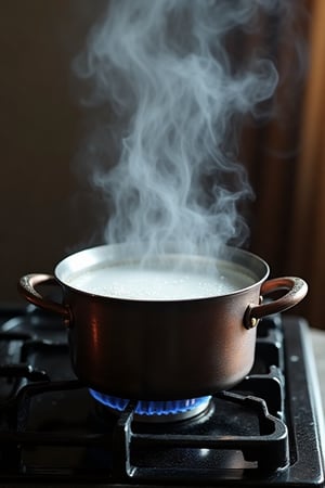 a pot of water boiling on a stove on a stove with dream 