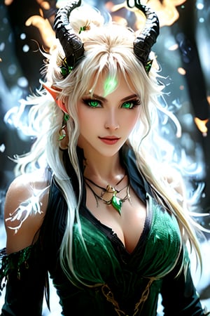 High quality, detailed skin texture, Realistic face, complicated, high resolution, high definition, stunning image, volumetric lighting, detail quality Enhancer, masterpiece, BREAK,
Epic battle of an ICE WIZARD and a fire dragon on a mythical dark forest, dynamic poses, dynamic movement, expressive face,hkmagic,thoma,blonde hair,bangs,hair between eyes,ponytail,long hair,ahoge,headband,fake horns,horns,green eyes,horned headwear