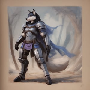 drawing of a wolf in armor in the Middle Ages