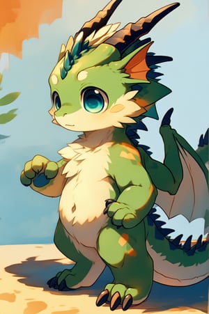 masterpiece, ((big blue eyes)), ((green dragon)), solo, toddler, furry, cute, bushy body, 