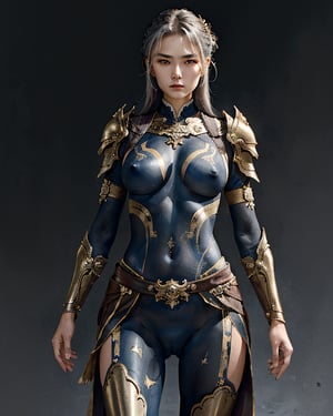  masterpiece,best quality,1girl, beautiful chinese girl, (beautiful detailed armor), (silver armor),(bodypaint:1.2),silver overall bodysuit,
Game art,The best picture quality,Highest resolution,8K,(Female Warrior),looking at viewer,
An eye rich in detail,(knightess),Elegant and noble,indifferent,brave,metallic breastplate,pauldron,gardebras,(cameltoe),
(Ancient runes of light,Combat accessories with rich details,Metallic luster),simple background,
(super fucking cool:1.2),