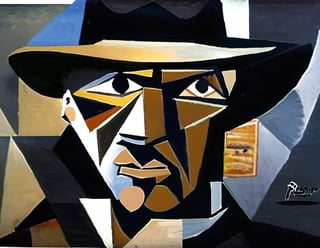 p1c4ss0, cubism oil painting of Indiana Jones