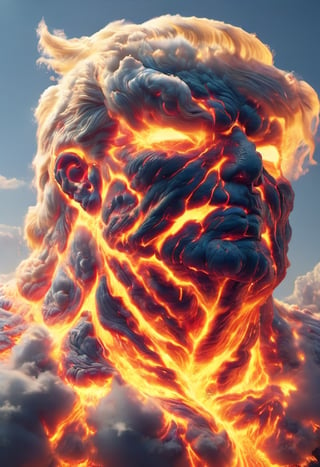 Cloud that looks like the Head of Donald Trump shouting in anger, ral-lava