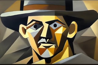 p1c4ss0, cubism oil painting of Indiana Jones