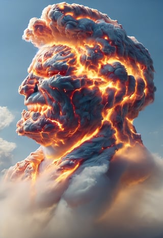 Cloud that looks like the Head of Donald Trump shouting in anger, ral-lava