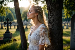 Photo. Profile of a Ukrainian woman in a lace summer dress. She is standing beside a tree with her eyes closed, facing the morning sun. The background is a cemetery.
BREAK
Picture of a Ukrainian woman in a lace summer dress, in profile. She is beside a tree, eyes closed, basking in the morning sun. A cemetery is in the background.
BREAK
Image of a Ukrainian woman wearing a lace summer dress. In profile, she faces the morning sun with eyes closed, next to a tree. The background reveals a cemetery.
BREAK
Snapshot of a Ukrainian woman in a lace summer dress, shown in profile. She stands by a tree, eyes closed, soaking in the morning sun, with a cemetery behind her.
BREAK
Photograph of a Ukrainian woman in a lace summer dress, profile view. She is near a tree, eyes closed, facing the morning sun. The background features a cemetery.