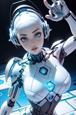 android blue Eyes,,(best quality, masterpiece),3d,futurediff ,  white skin , dynamic pose,highres