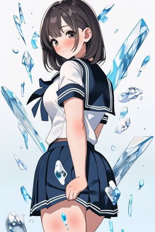 masterpiece,best quality,schoolgirl,bodypaint,ice background