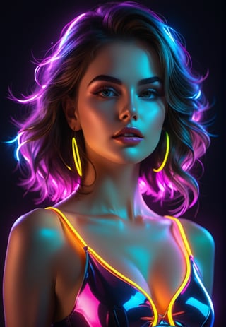 Neon Art women's, high resolution, 4k,