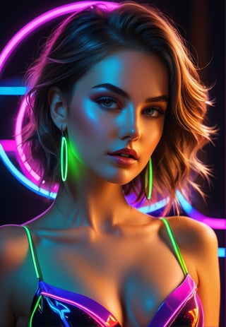 Neon Art women's, high resolution, 4k,