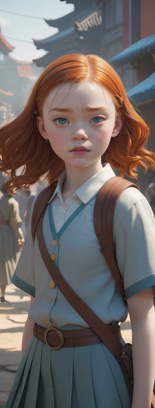 a highly detailed epic cinematic concept art CG render digital painting artwork: Sadie Sink. By Greg Rutkowski, Ilya Kuvshinov, WLOP,
 Stanley Artgerm Lau, Ruan Jia and Fenghua Zhong, trending on ArtStation, subtle muted cinematic colors, made in Maya, Blender and Photoshop, octane render, excellent composition, cinematic atmosphere, dynamic dramatic cinematic lighting, precise correct anatomy, aesthetic, very inspirational, arthouse
,huayu,cutegirlmix,3d style