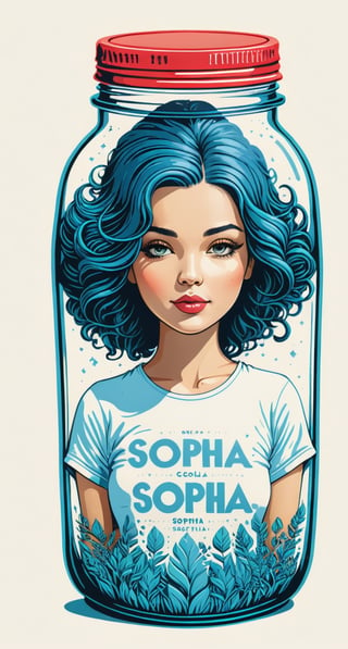 Typographic art featuring & perfect text "Cool Sophia". Stylized, intricate, detailed, artistic, text-based.,tshirt design,Leonardo Style,in a jar