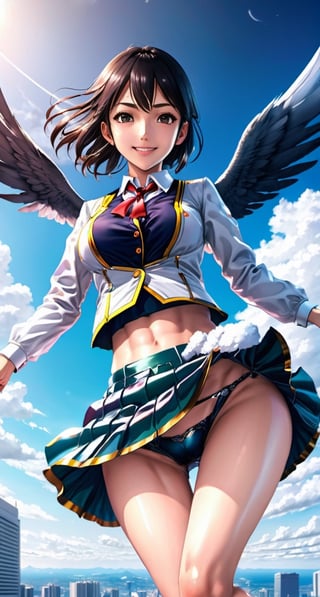 a picture of a woman flying through the air, giantess art, giantess, giantess shot, highly detailed giantess shot, macro giantess, extremely detailed giantess shot, detailed anime artwork, clean detailed anime art, 4 k manga wallpaper, advanced digital anime art ”, anime epic artwork, high definition anime art, detailed digital anime art, bottom angle
,glide_fashion