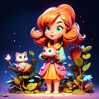 (best quality,4k,8k,highres,masterpiece:1.2),ultra-detailed,1girl cat,bioluminescent organisms,mysterious glowing forest,soft glow from the girl's hands