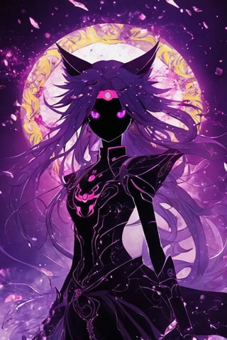 (cute purple super sonic girl , flaming pink veins), black  and purple tones, purple flame (masterpiece, best quality, ultra-detailed, best shadow), (detailed background,dark fantasy), (beautiful detailed face), high contrast, (best illumination, an extremely delicate and beautiful), ((cinematic light)), colorful, hyper detail, dramatic light, intricate details, (3 girls, yellow hair, sharp face, black amber eyes, hair between eyes,dynamic angle), blood splatter, swirling black light around the character, depth of field, light particles,(broken glass),magic circle, Spirit Sonic Pendant,Nine tail fox,full size,Yae Miku,trading_card,trading_cards borders,oni style,Eagle ,cyborg style,6000, full body,ink scenery,painting by jakub rozalski,mecha,biopunk style,Xxmix_Catecat,robot,biopunk,aw0k straightsylum,greg rutkowski,girl,(Leaf),Movie Still,Film Still,Cinematic,Cinematic Shot,HZ Steampunk