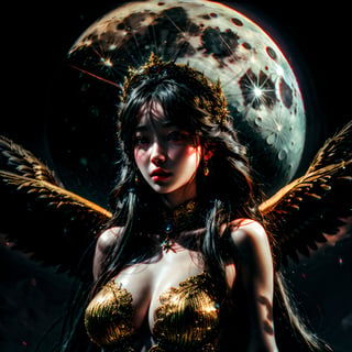 moon goddess, upper body, HD, 8K, HDR, breathtakingly beautiful, 