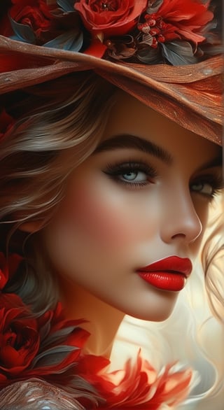 color photo of a mesmerizing close-up of a woman adorned with vibrant red lipstick, a digital artwork that is currently trending on ArtStation. This captivating piece of art is created with meticulous attention to detail, showcasing the artist's skill in capturing the beauty and essence of the subject. The illustration is rendered in a blurred and dreamy style, reminiscent of an airbrush technique, adding an ethereal quality to the portrait. The woman's face is depicted with intricate details, highlighting her unique features and radiating beauty. This stunning artwork serves as a testament to the artist's talent in creating a truly captivating and mesmerizing portrayal of a beautiful woman. Every brushstroke and color choice in this illustration contributes to its overall allure, immersing viewers in a world of beauty and admiration.