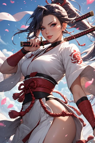 score_9, score_8_up, score_7_up,score_6_up, high resolution, BREAK 1girl, solo, samurai, samurai armor, fully clothed, narrow waist,