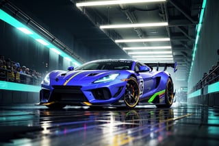 (digital artwork), Super car, wide body kit, modified car, racing livery, rainingmasterpiece, best quality, realistic, ultra highres, depth of field,(full dual colour neon lights:1.2), (hard dual colour lighting:1.4), (detailed background), (masterpiece:1.2), (ultra detailed), (best quality), intricate, comprehensive cinematic, magical photography, (gradients), colorful, detailed landscape, visual key,