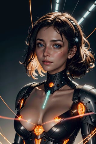 masterpiece, best quality, beautiful lighting, ultra detailed, hyperresolution
(perfect face, beautiful and aesthetic:1.2, colorful, dynamic angle, highest detailed face)((Full shot)), (highly detailed illustration), ((Chest covered)), ((1mechanical girl)), solo, (lucent nacre exoskeleton) ((upper torso hanging by gloing wires)), ((Hanging by glowing wires and glowing tubes)), (machine made joints:1.2), ((machanical limbs)), (blood vessels connected to glowing tubes), (mechanical vertebra attaching to back), ((mechanical cervial attaching to neck)), (sitting), (chest covered), (glowing wires and glowing cables attaching to neck:1.2), (glowing wires and glowing cables on head:1.2), (character focus), science fiction, extreme detailed, colorful,, 35mm, bokeh, 9:16, (intricate details, hyperdetailed:1.15), detailed, sunlight passing through hair (high contrast, official art, extreme detailed, highest detailed),