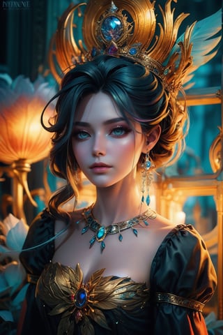 Perfect woman, full body, colorful hair, royal, crown, princess, queen, dystopian, highly detailed, soft lighting, detailed face, perfect face, anime, concept art, intricate artwork masterpiece, vogue magazine, story, fantasy, ominous, esoteric, intricate, body, epic, ultra high quality model, unreal engine, global illumination, detailed, intricate environment, octane render,no_humans,fantasy_princess,LinkGirl,dfdd