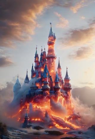 Cloud that looks like the the dragon breathing fire in disneyland, ral-lava. 16x9 aspect ratio