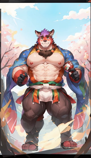 1 kemono mature male, colorful furred, solo, 4K,  masterpiece, ultra-fine details, full_body, thick arms, prominent ear, thick eyebrow, Argus-eyed, big_muscle,  muscular thighs, tall, Muscular, stocky,
Japanese summer fastival,rha30