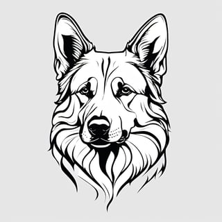 minimal one line art, disappearing points, german shepherd, minimalism, minimalist, monochrome, vector, illustration