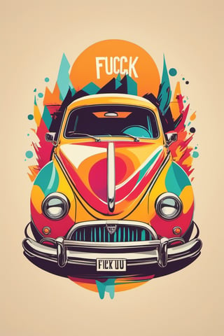 vector, logo "fuck u", retro style, colorfull shades, flat white background, vibrant vector