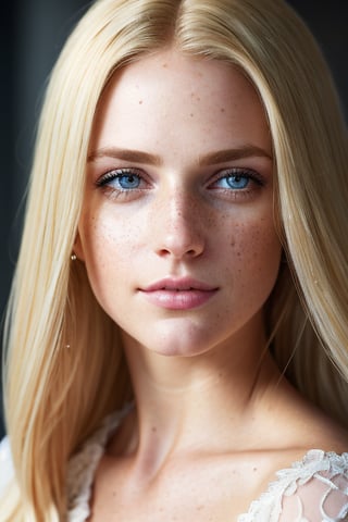 blond girl, freckles: 0.2, attractive, ultra detailed realistic illustration, detailed beautiful face, full body view, dreamy, glowing, backlit, glamour, shimmer, shadows, strokes, smooth, ultra high definition, 8k, unreal engine 5, ultra sharp focus, highly detailed, vibrant, cinematic production character rendering, very high quality model, full body, hyper detailed photography, soft light, ultra detailed, immensely attractive, extremely appealing, caring and playful expressions, detailed face, detailed eyes, mesmerizing beauty, pure silk nightgowns, gorgeous bedroom, show full body, sleeping in bed