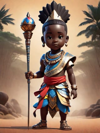 1boy, african boy, walking, holding royal scepter  ,AI_Misaki,3d figure,african queen style,traditional african attire design, african queen ink drawing