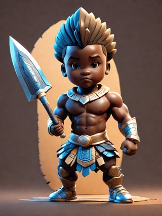 1boy, african boy, muscular build, walking, holding blade and shield ,AI_Misaki,3d figure,zulu king style,tshirt design, zulu king ink drawing