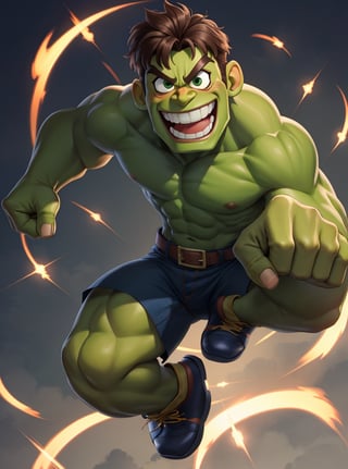 Kid hulk jumping and smiling, kid