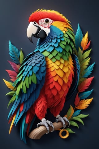 (full body) intricate coloring, vector graphic logo design of a Parrot, 3-6-9 pattern, art and mathematics fusion, high resolution, kawaii, cute, Elegant, subtle gradient, sophisticated, muted color scheme, hyper detailed, trending at artstation, sharp focus, studio photography, highly detailed, centered, bright color, solid dark background, made with adobe illustrator, movie still, Leonardo Style, 3d style ,3d style,photo r3al