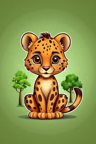 a very cute little leapard ((( with the text: "Don't Cut down trees! "))),cartoon logo